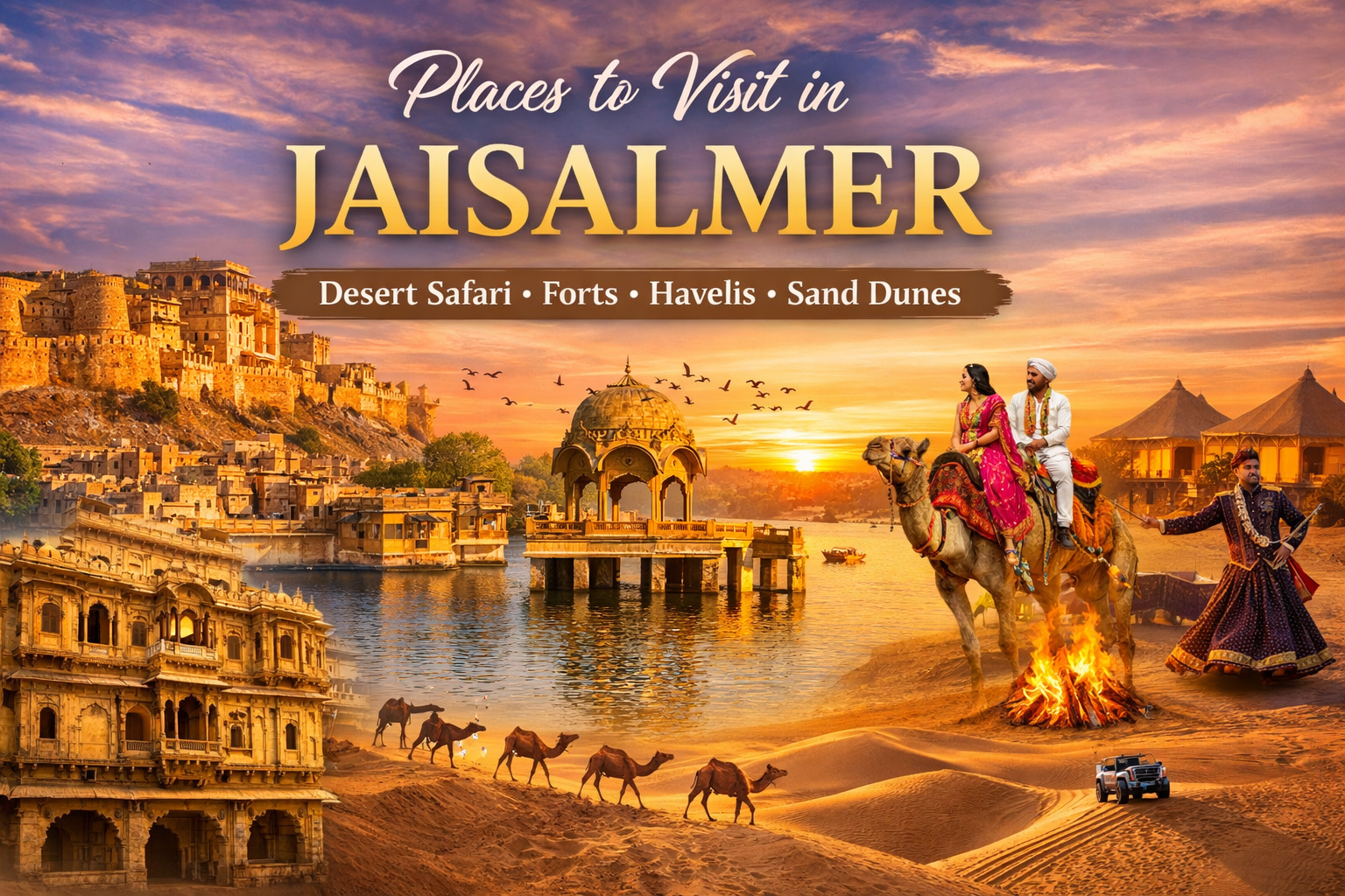 Discover the best places to visit in Jaisalmer, top attractions, desert safari, sand dunes, itineraries & affordable Jaisalmer tour packages.